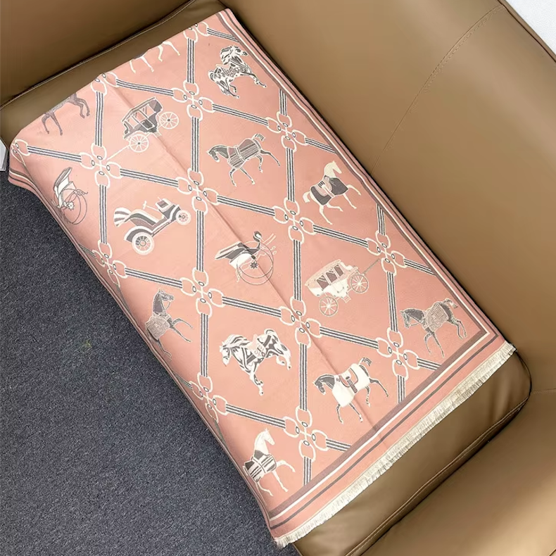 CLAIRE Horse Design Cashmere Blend Pashmina/Shawl - 180 x 65 cms