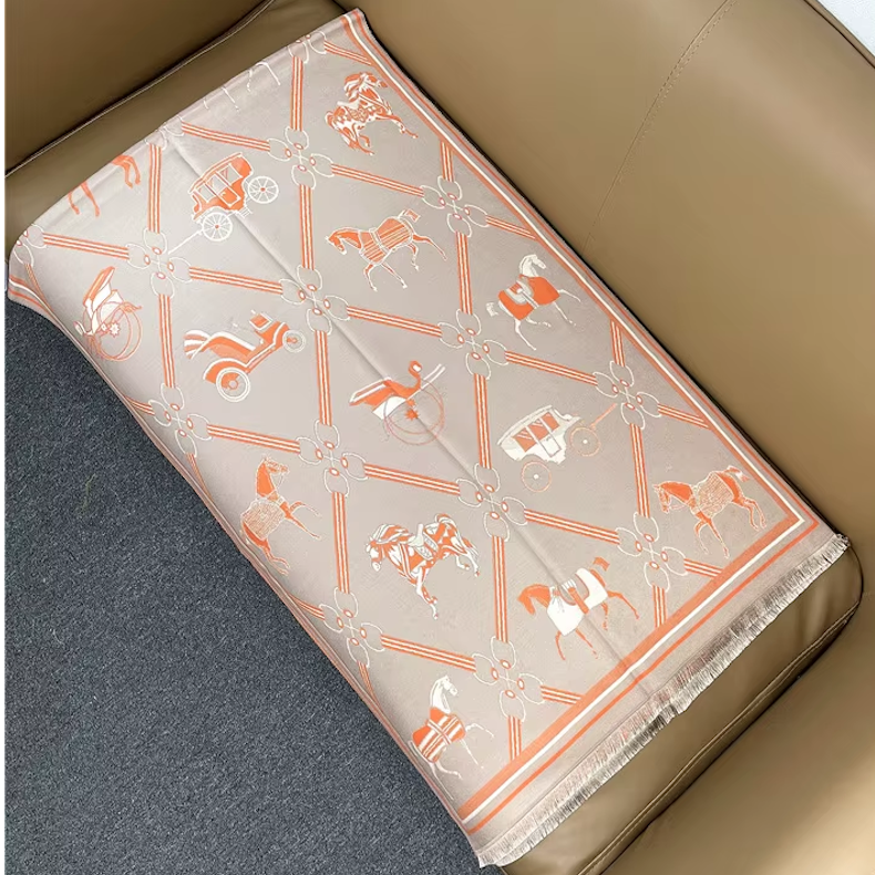 CLAIRE Horse Design Cashmere Blend Pashmina/Shawl - 180 x 65 cms