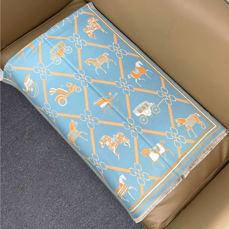 CLAIRE Horse Design Cashmere Blend Pashmina/Shawl - 180 x 65 cms