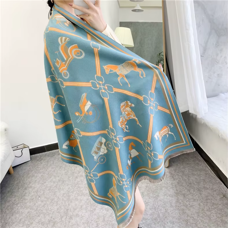 CLAIRE Horse Design Cashmere Blend Pashmina/Shawl - 180 x 65 cms