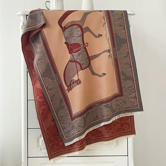 CLAUDIA Horse Design Cashmere Blend Pashmina/Shawl - 180 x 65 cms