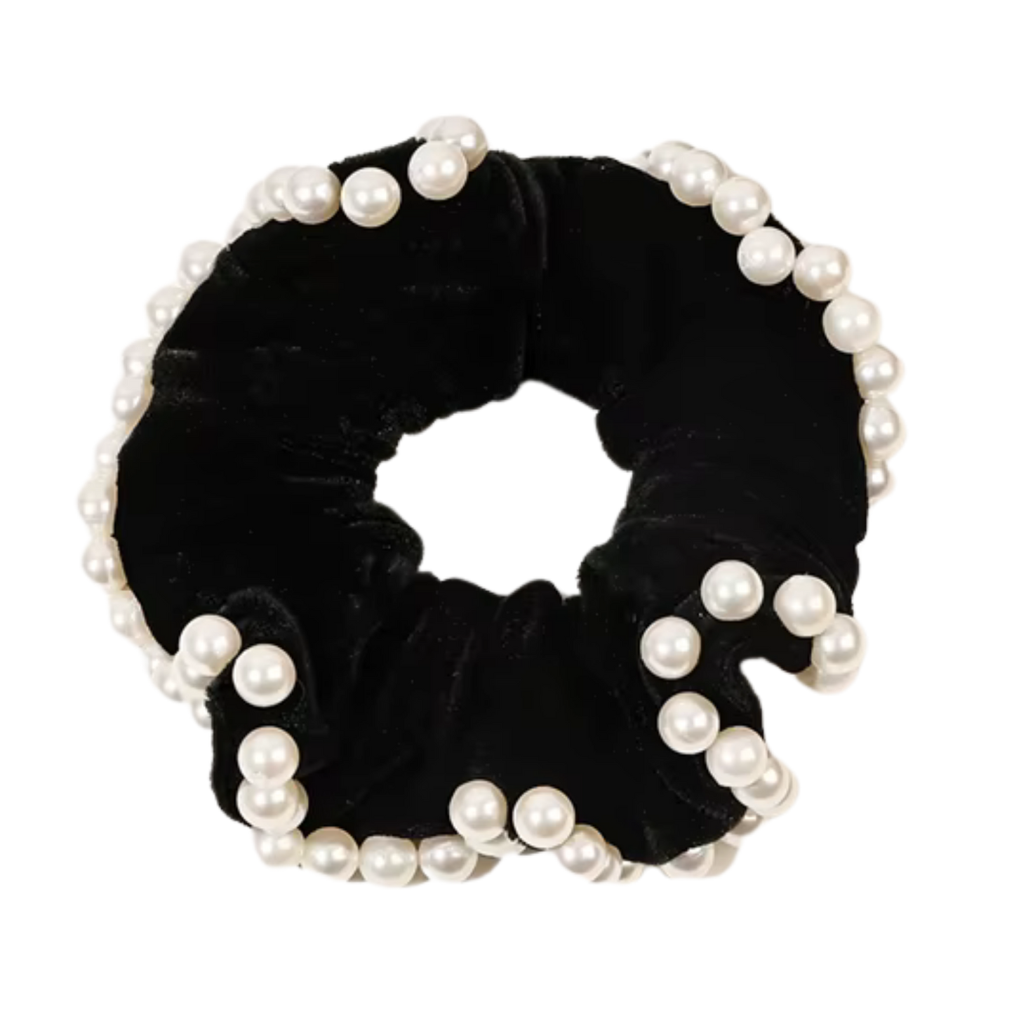 CLAUDINE Velvet and Pearl Edged Hair Scrunchie