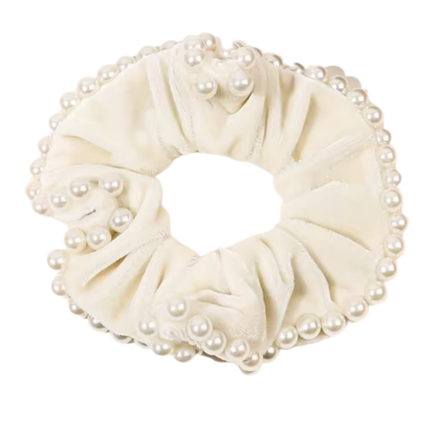 CLAUDINE Velvet and Pearl Edged Hair Scrunchie