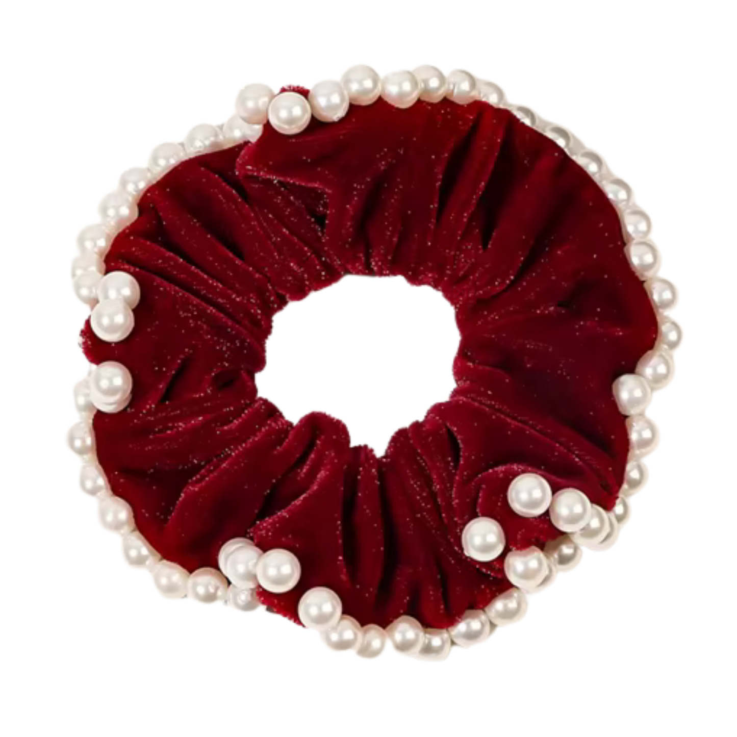 CLAUDINE Velvet and Pearl Edged Hair Scrunchie