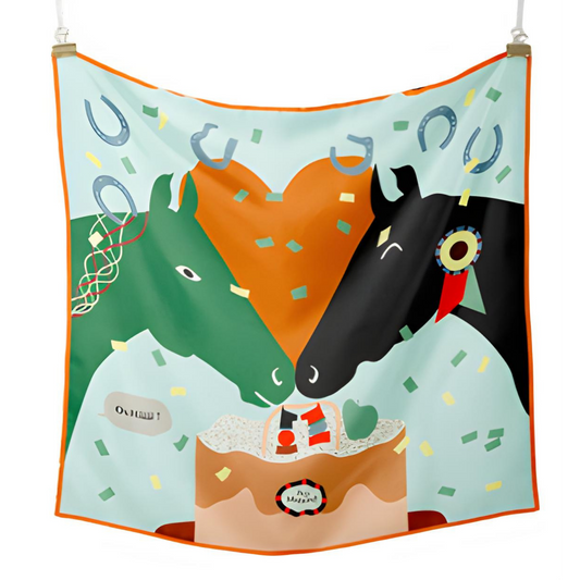 CORRINE Horse Design Twill Scarf - 53 x 53 cms