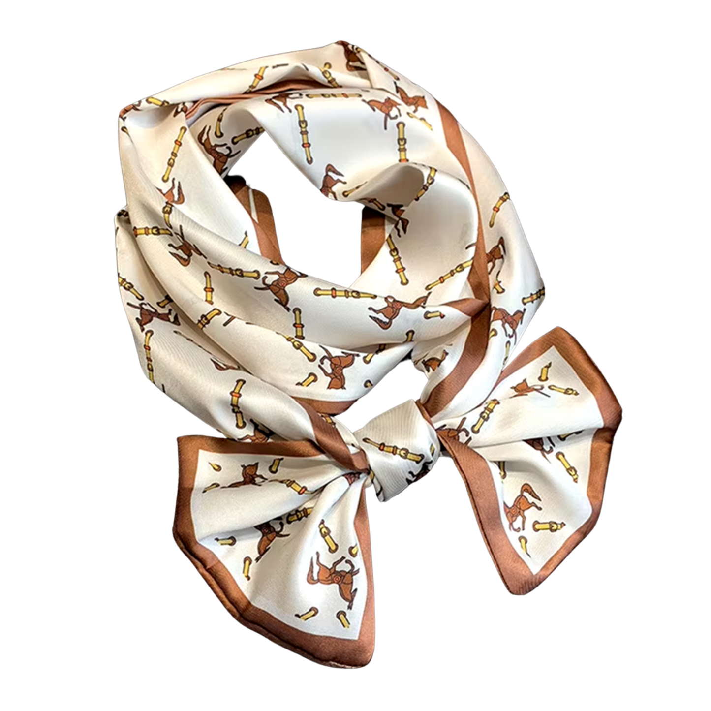 ADELINE 148 Horse Design, Silk Look Satin Skinny Scarf - 148 X 12 cms