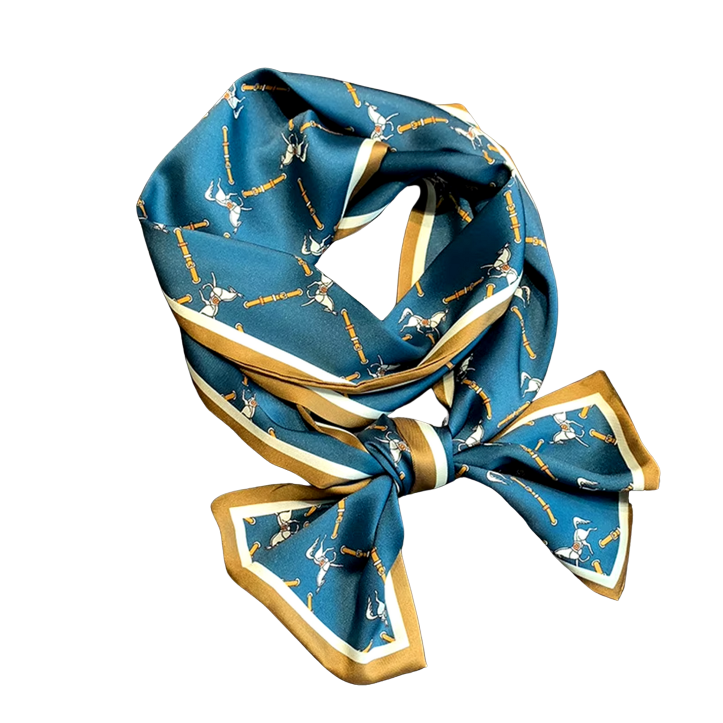 ADELINE 148 Horse Design, Silk Look Satin Skinny Scarf - 148 X 12 cms