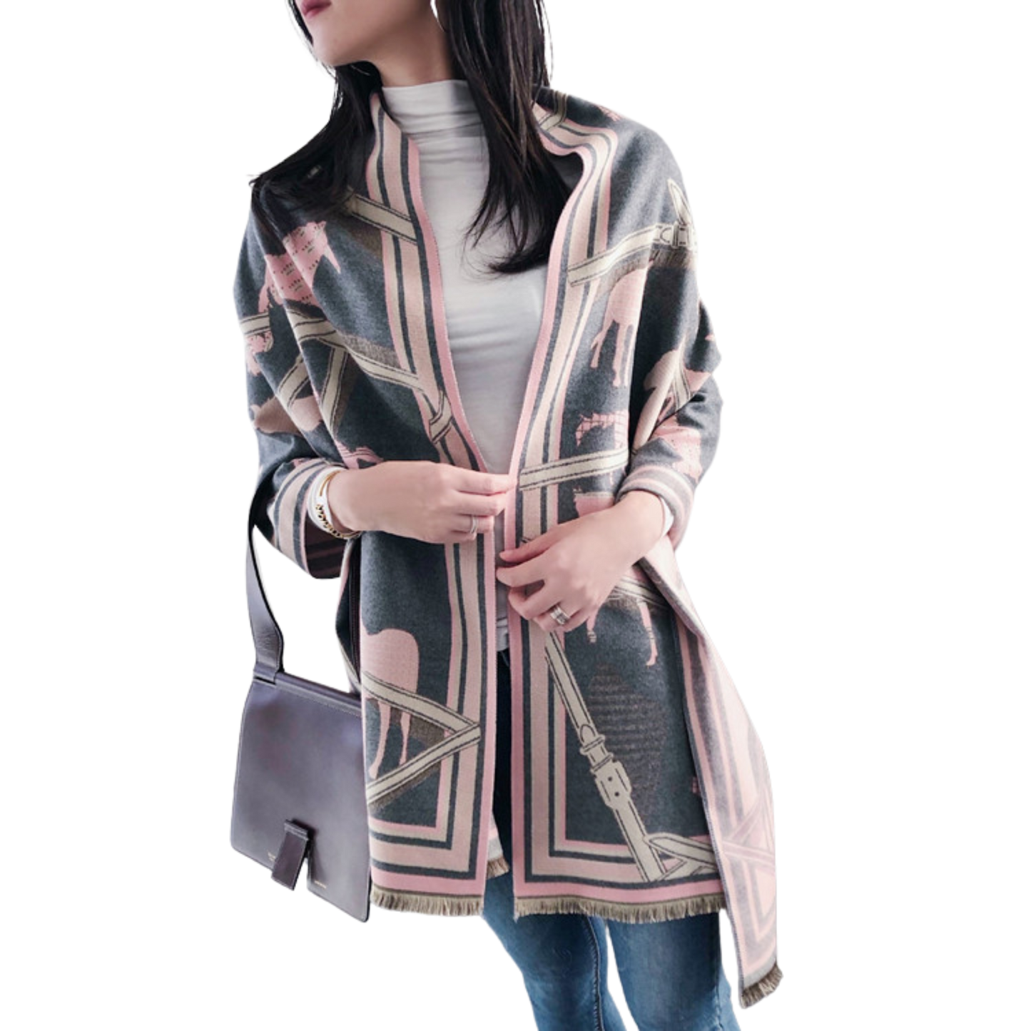 ERIN Horse Design Cashmere Blend Pashmina/Shawl - 180 x 65 cms