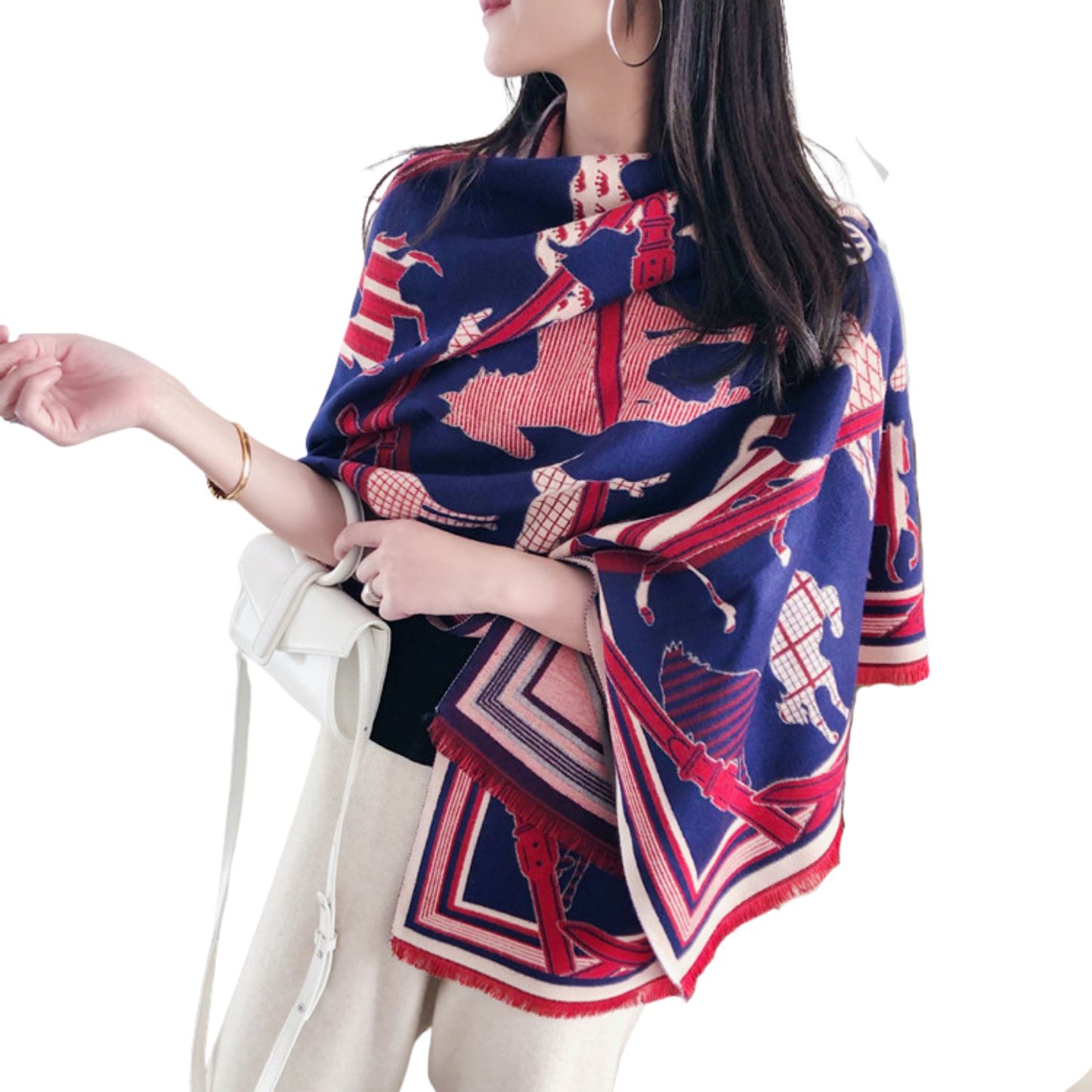 ERIN Horse Design Cashmere Blend Pashmina/Shawl - 180 x 65 cms