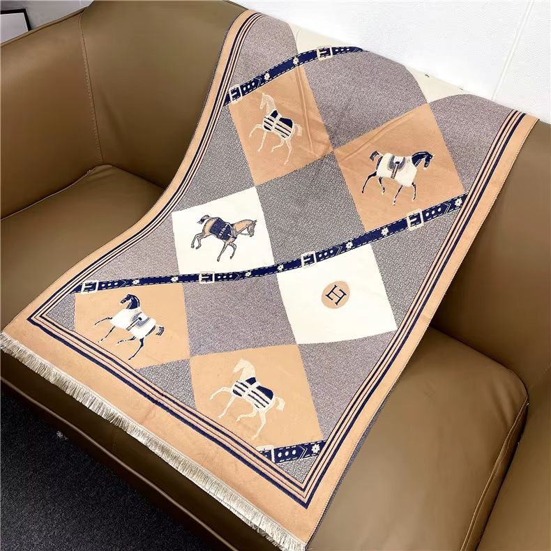 EULA Horse Design Cashmere Blend Pashmina/Shawl - 180 x 65 cms