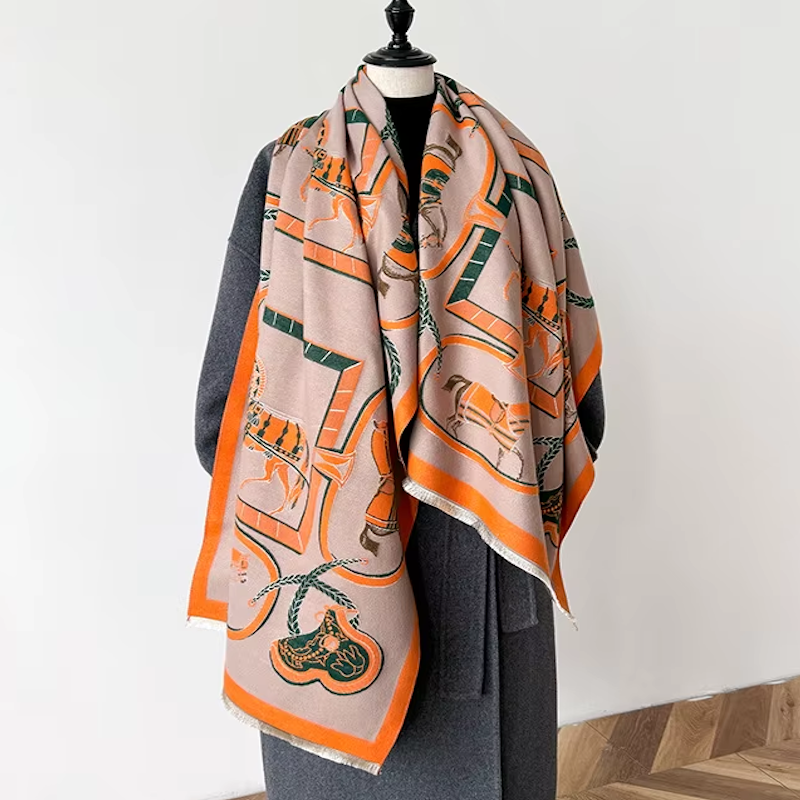 FIONA Horse Design Cashmere Blend Pashmina/Shawl - 180 x 65 cms