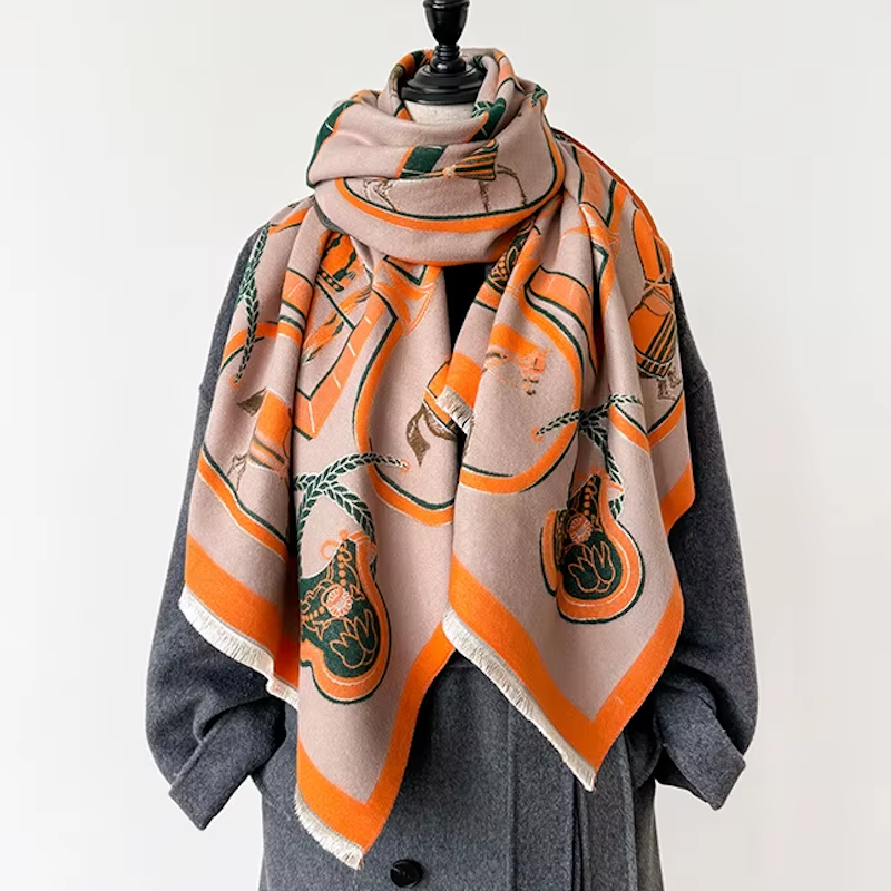 FIONA Horse Design Cashmere Blend Pashmina/Shawl - 180 x 65 cms