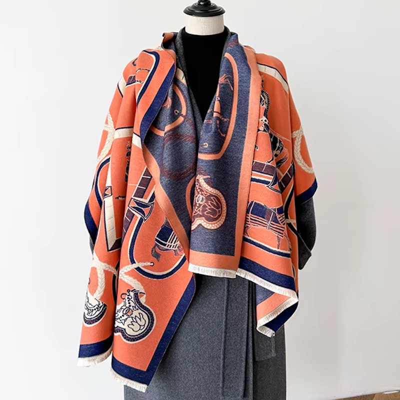 FIONA Horse Design Cashmere Blend Pashmina/Shawl - 180 x 65 cms