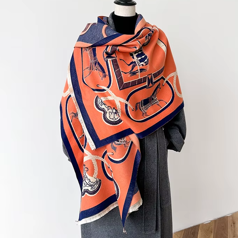 FIONA Horse Design Cashmere Blend Pashmina/Shawl - 180 x 65 cms
