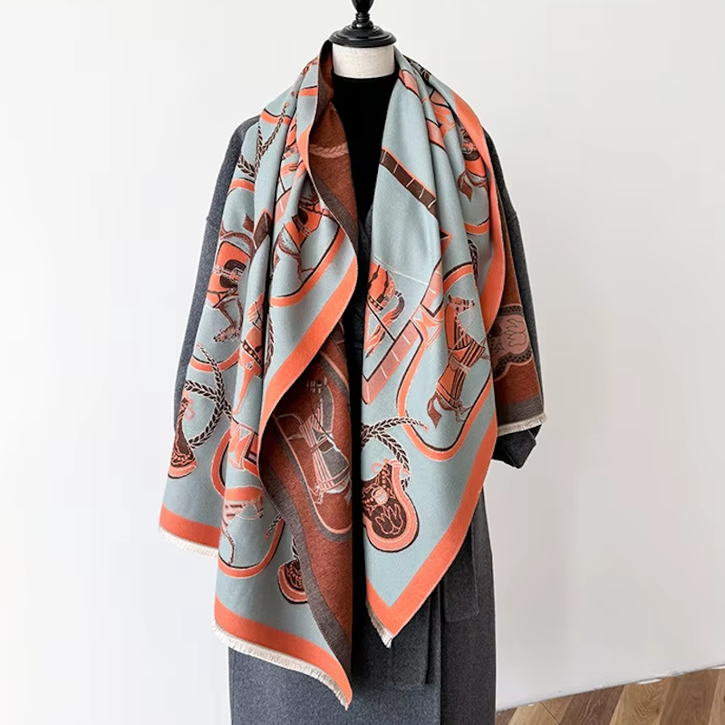 FIONA Horse Design Cashmere Blend Pashmina/Shawl - 180 x 65 cms