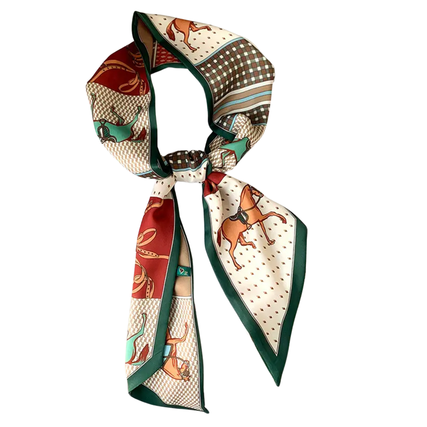 PRETORIA Horse Design Silk Look Satin Skinny Scarf - 145 X 13 cm