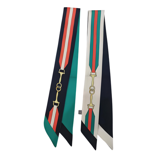GENOA 85 Horse Design Twilly Scarf, Hair or Handbag Tie - 85 x 5 cms