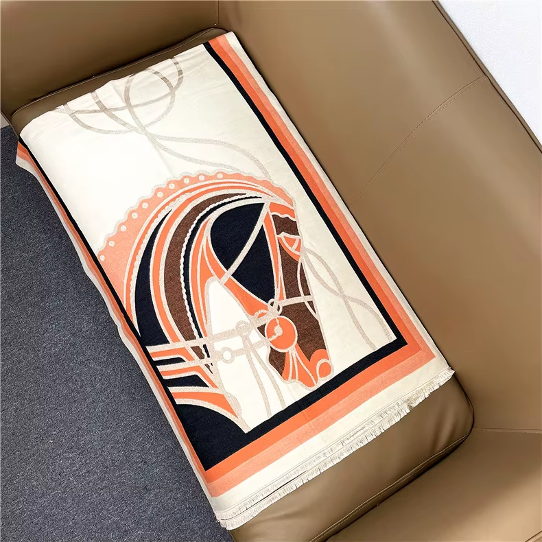 GILDA Horse Design, Cashmere Blend, Pashmina/Shawl 180 x 65 cms