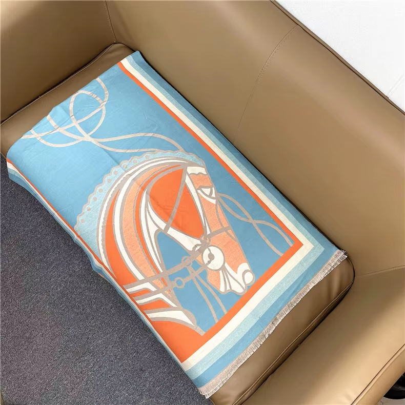 GILDA Horse Design, Cashmere Blend, Pashmina/Shawl 180 x 65 cms