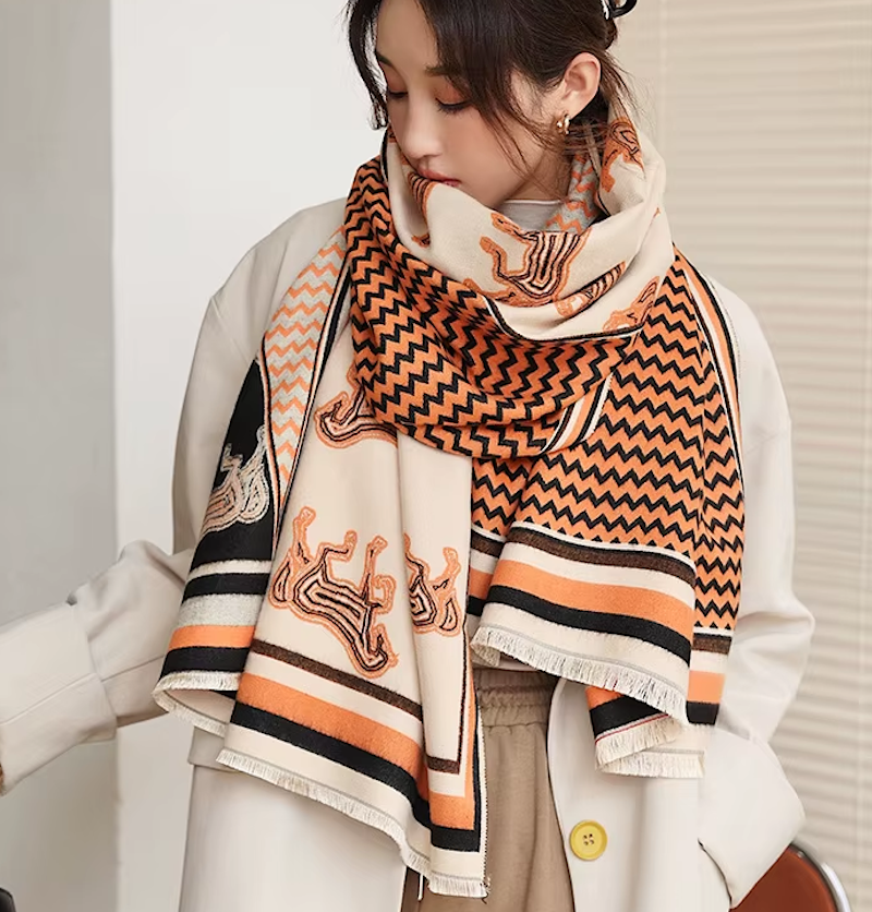 GLYNN Horse Design Cashmere Blend Pashmina/Shawl - 180 x 65 cms