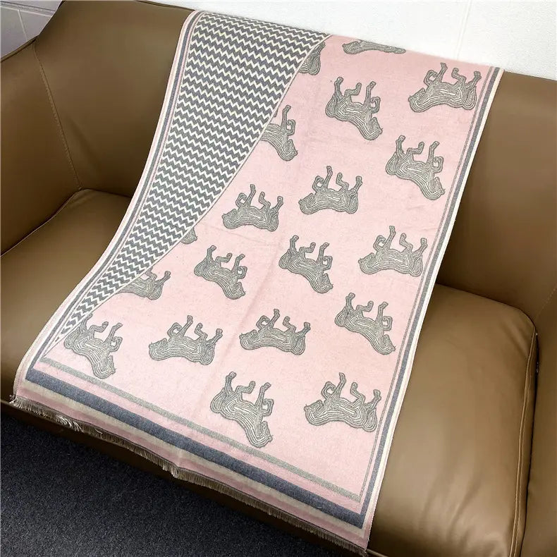 GLYNN Horse Design Cashmere Blend Pashmina/Shawl - 180 x 65 cms