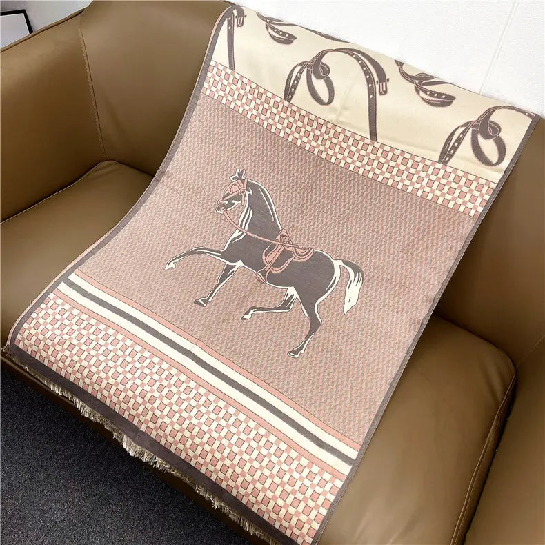BARRA Horse Design Cashmere Blend Pashmina/Shawl - 180 x 65 cms