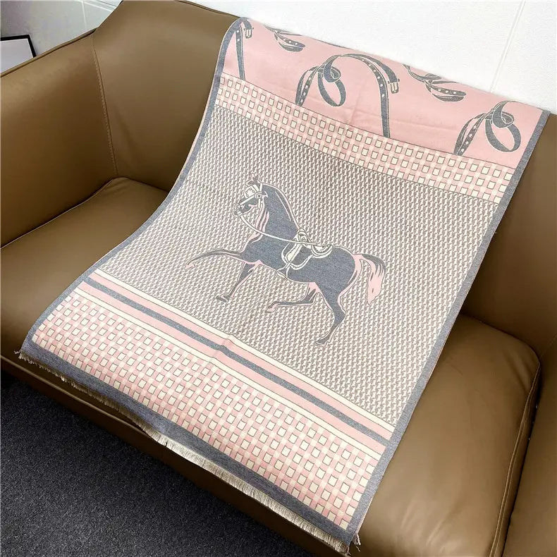 BARRA Horse Design Cashmere Blend Pashmina/Shawl - 180 x 65 cms