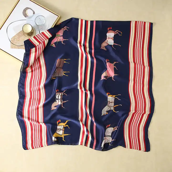 TYLER Horse Design, Man-Made Silk Chiffon Scarf - 180 x 90 cms