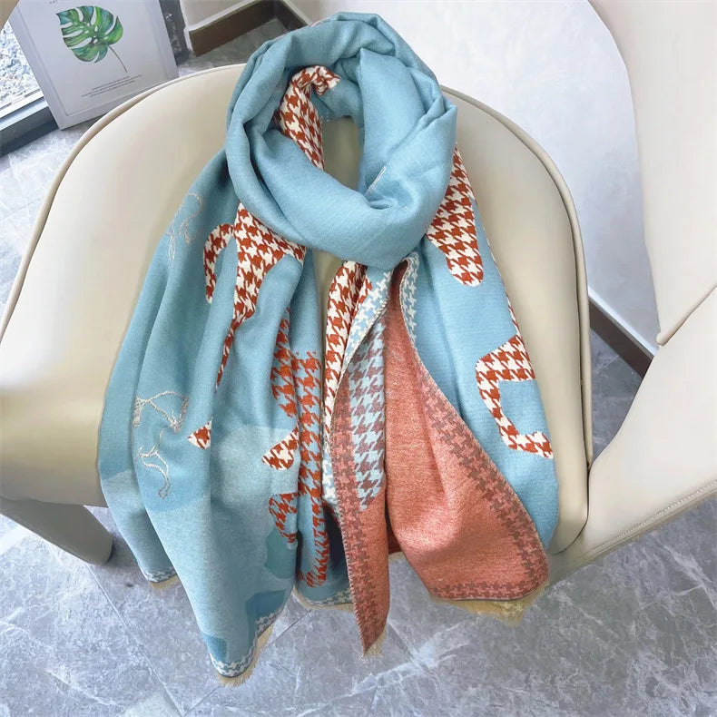 HAZEL Horse Design, Cashmere Blend Pashmina/Shawl - 180 x 65 cms