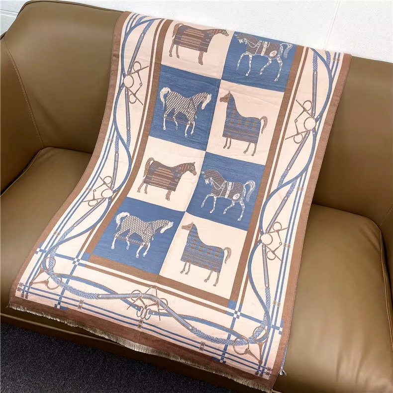 IMOGEN Horse Design Cashmere Blend Pashmina/Shawl - 180 x 65 cms