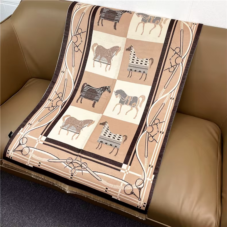 IMOGEN Horse Design Cashmere Blend Pashmina/Shawl - 180 x 65 cms