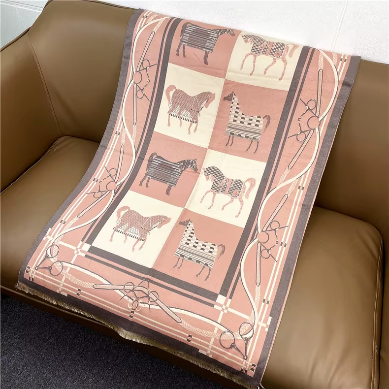 IMOGEN Horse Design Cashmere Blend Pashmina/Shawl - 180 x 65 cms