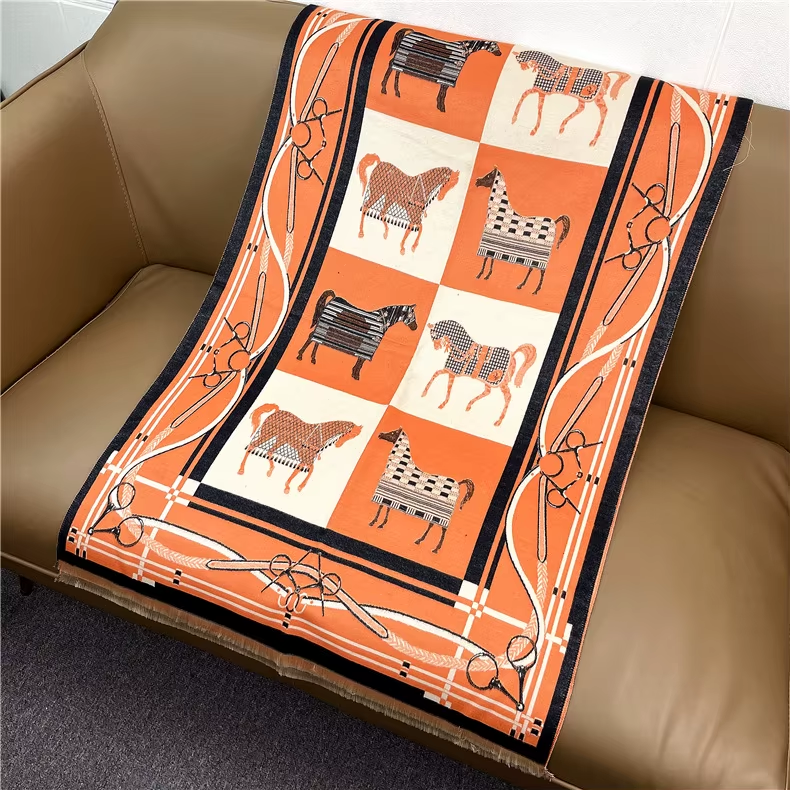 IMOGEN Horse Design Cashmere Blend Pashmina/Shawl - 180 x 65 cms