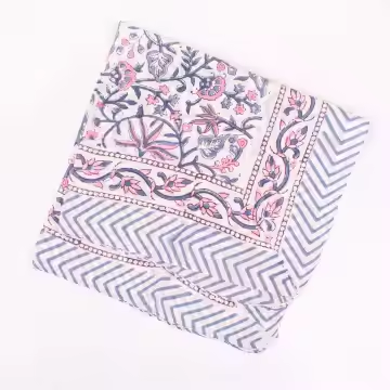 JAIPUR Hand Block Printed, Cotton Voile Bandana – 54 x 54 cms PINKS