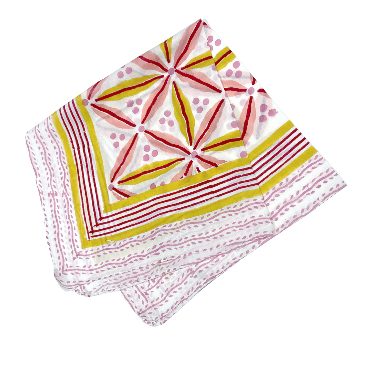 JAIPUR Hand Block Printed, Cotton Voile Bandana – 54 x 54 cms WARM COLOURS