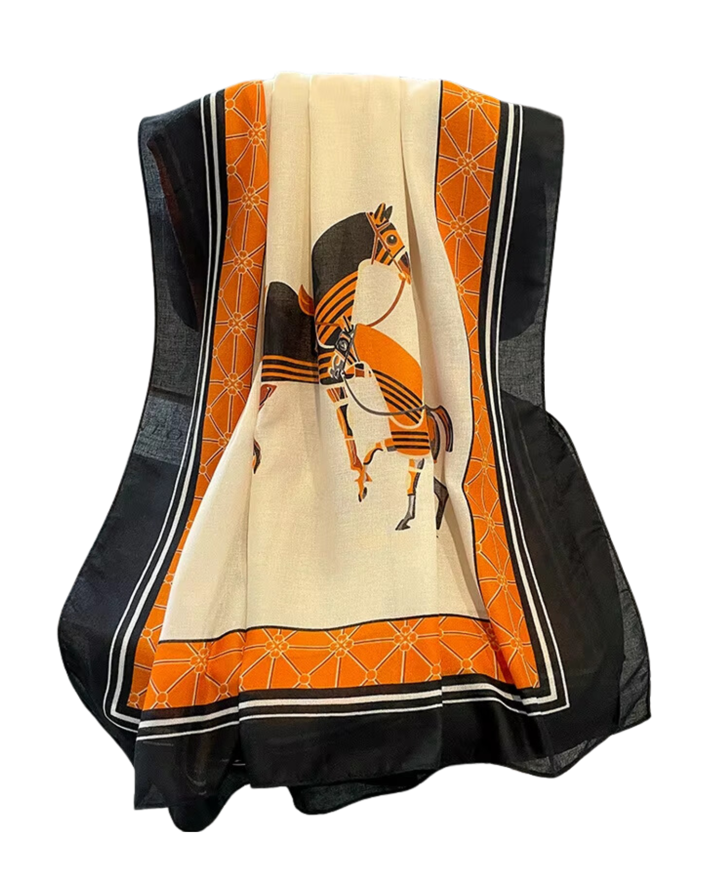 JASMINE Horse Design, Linen Look Scarf - 180 x 90 cms