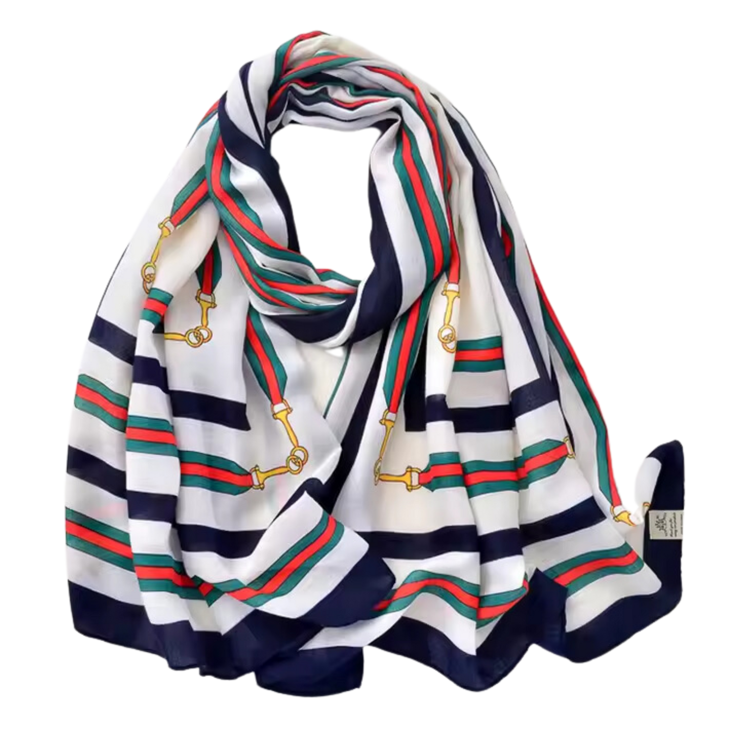 GENOA 180 Horse Design Linen Look Scarf - 180 x 90 cms