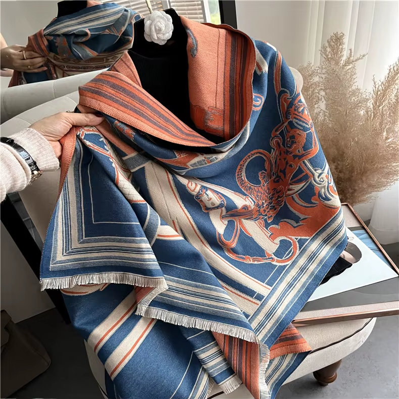 KELLI Horse Design Cashmere Blend Pashmina/Shawl - 180 x 65 cms
