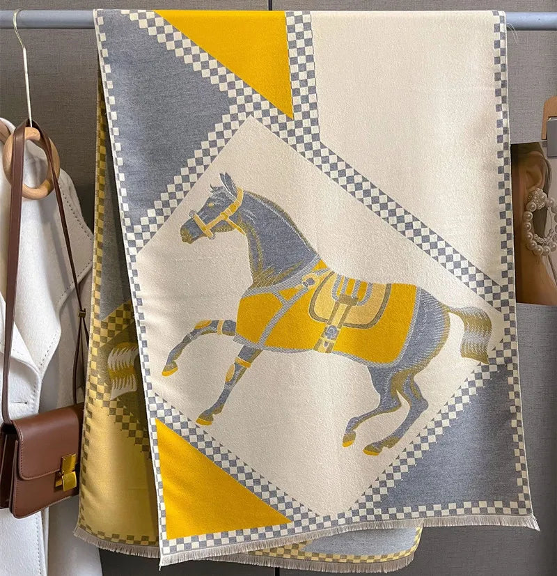 KERRYN Horse Design, Cashmere Blend Pashmina/Shawl - 180 x 65 cm
