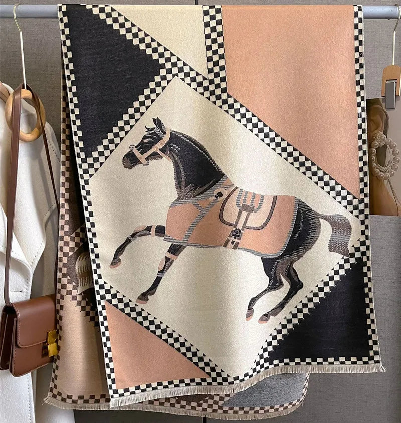 KERRYN Horse Design, Cashmere Blend Pashmina/Shawl - 180 x 65 cm