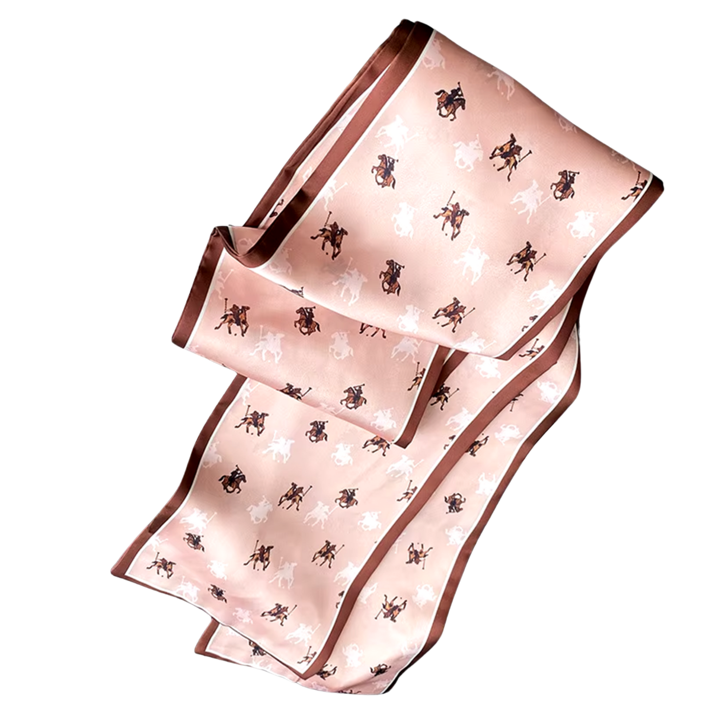 LISBON Horse Design Silk Look Satin Skinny Scarf - 145 X 13 cm
