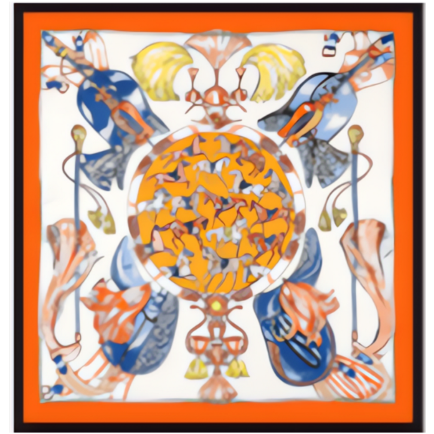 LONDON Horse Design, Made-Made Silk Twill Scarf - 130 x 130 cms