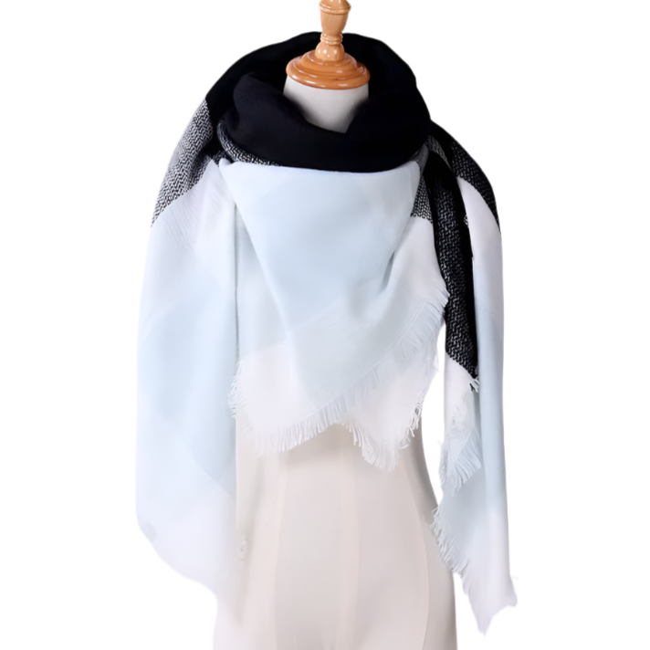 MARGUERITE Square Cashmere Blend Plaid Scarf - 140 x 140 cms