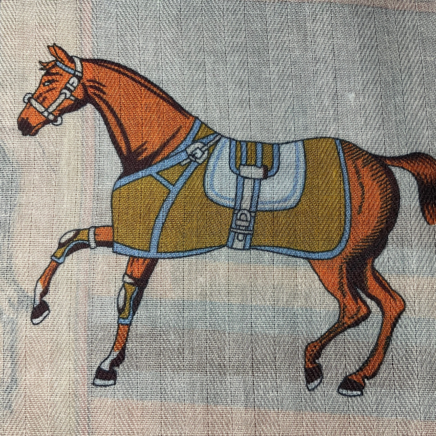 MARIANNE Horse Design, Cotton/Linen Look, Twill Scarf - 70 x 70 cms