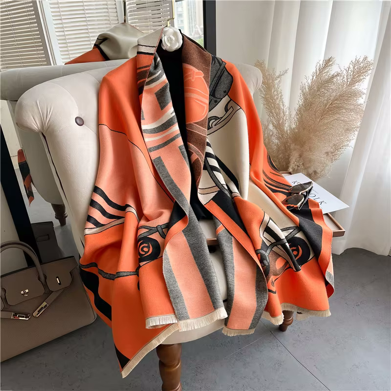 MEARNA Horse Design Cashmere Blend Pashmina/Shawl - 180 x 65 cms