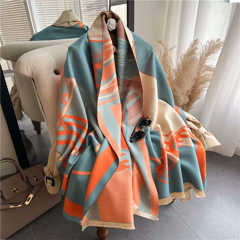 MEARNA Horse Design Cashmere Blend Pashmina/Shawl - 180 x 65 cms
