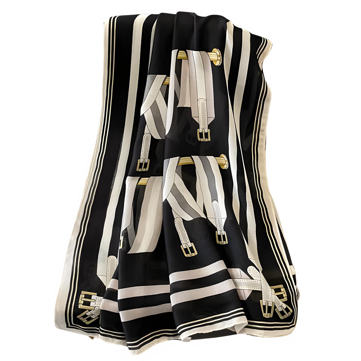 MEREDITH Horse Design Linen Look Scarf - 180 x 90 cms