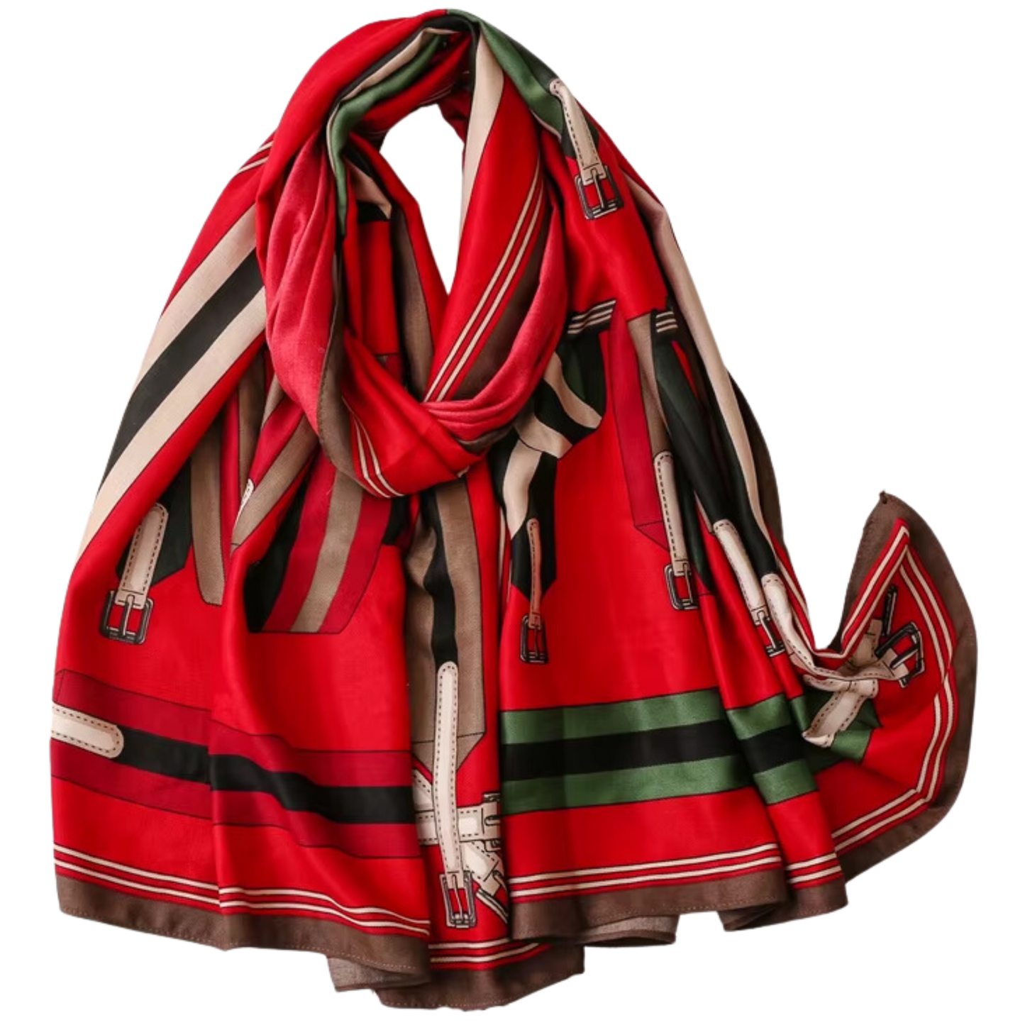 MEREDITH Horse Design Linen Look Scarf - 180 x 90 cms