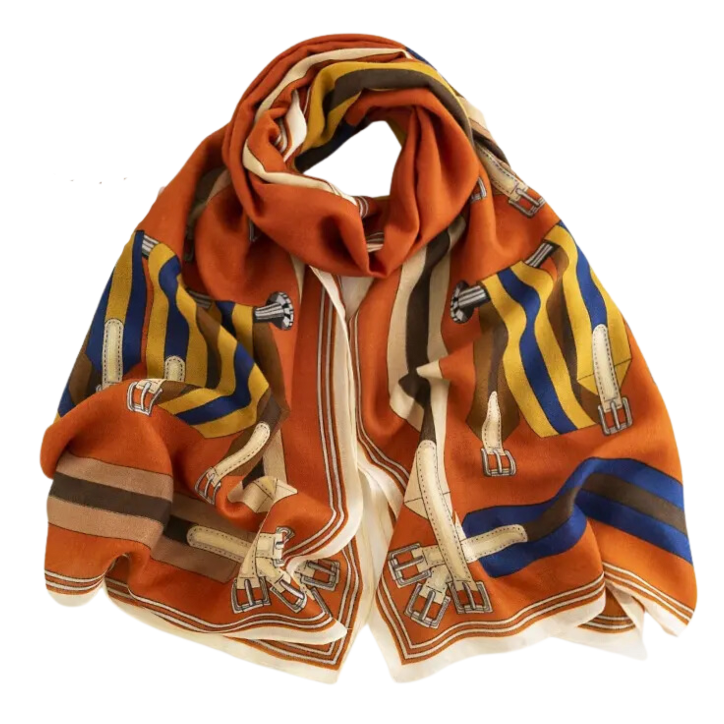 MEREDITH Horse Design Linen Look Scarf - 180 x 90 cms