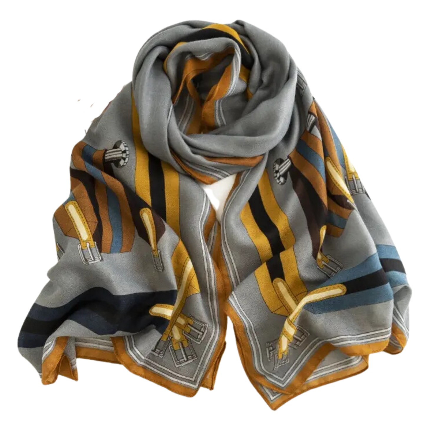 MEREDITH Horse Design Linen Look Scarf - 180 x 90 cms